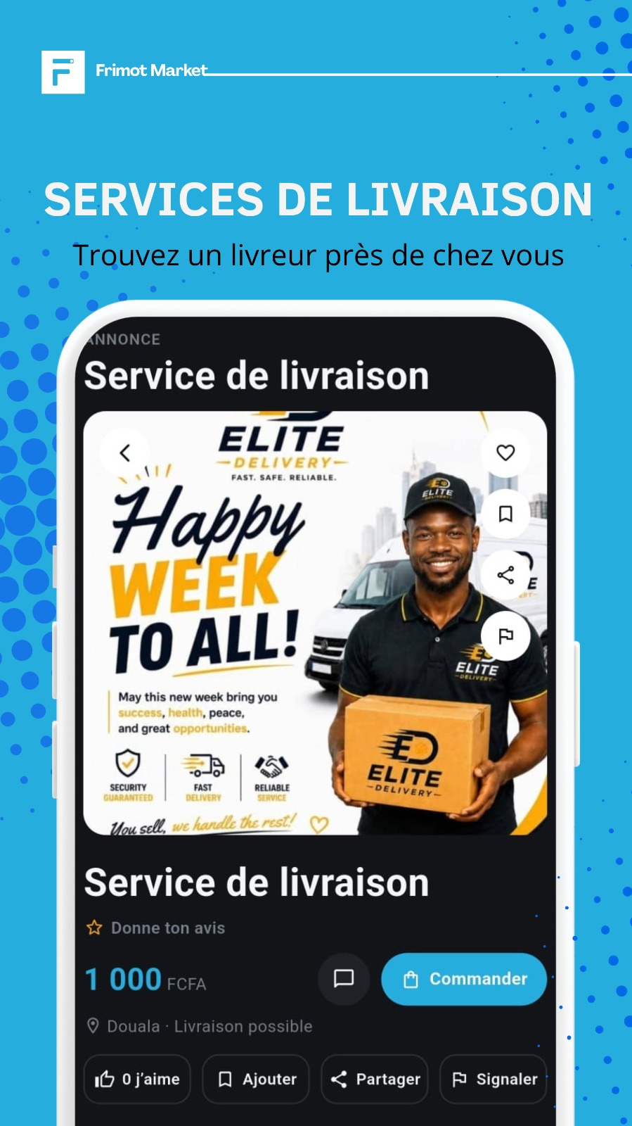 Services de livraison sur Frimot Market